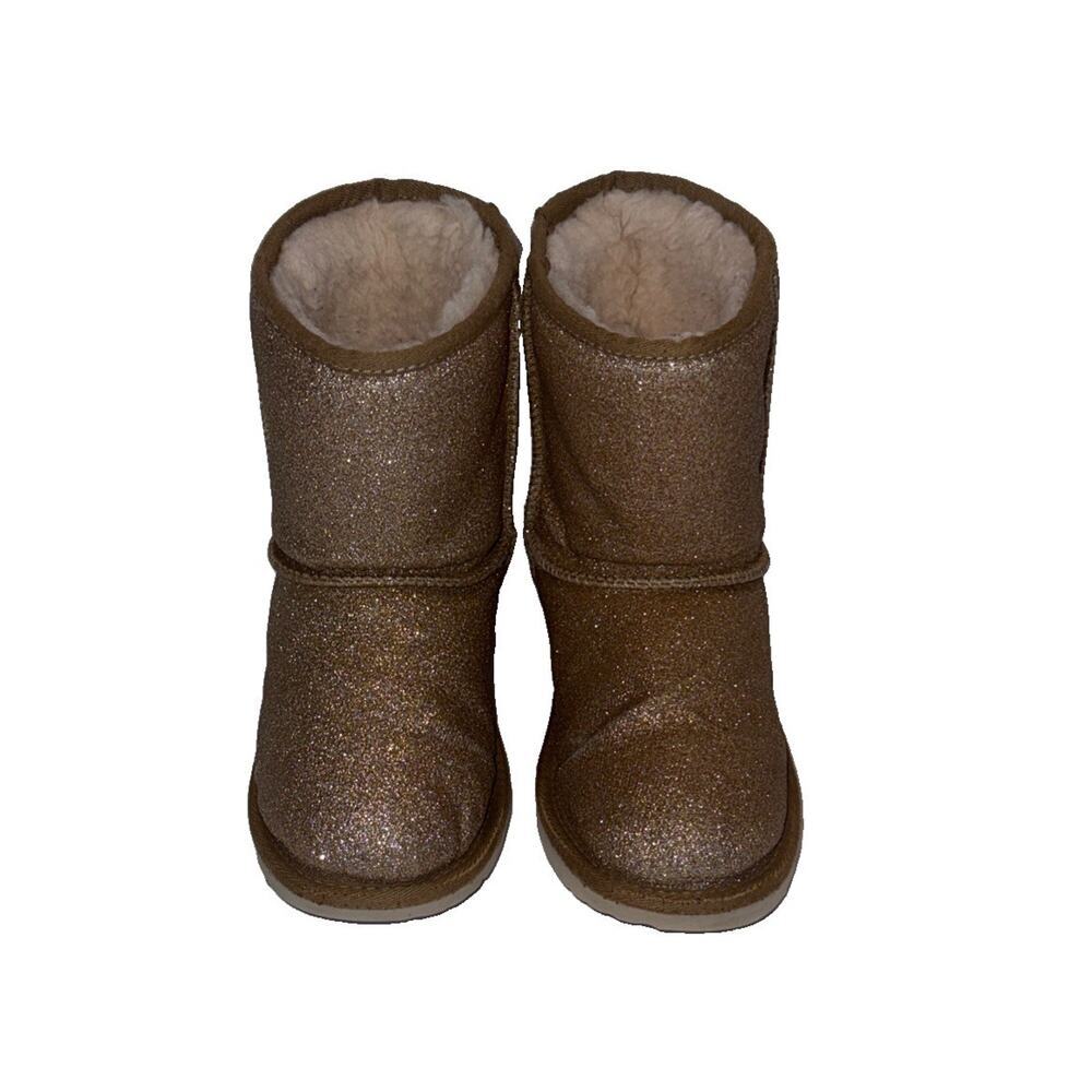 Ugg Classic Short Glitter Gold Sheepskin Boot Kids (1111852K) US2/UK1/EU33.5 - Picture 6 of 10